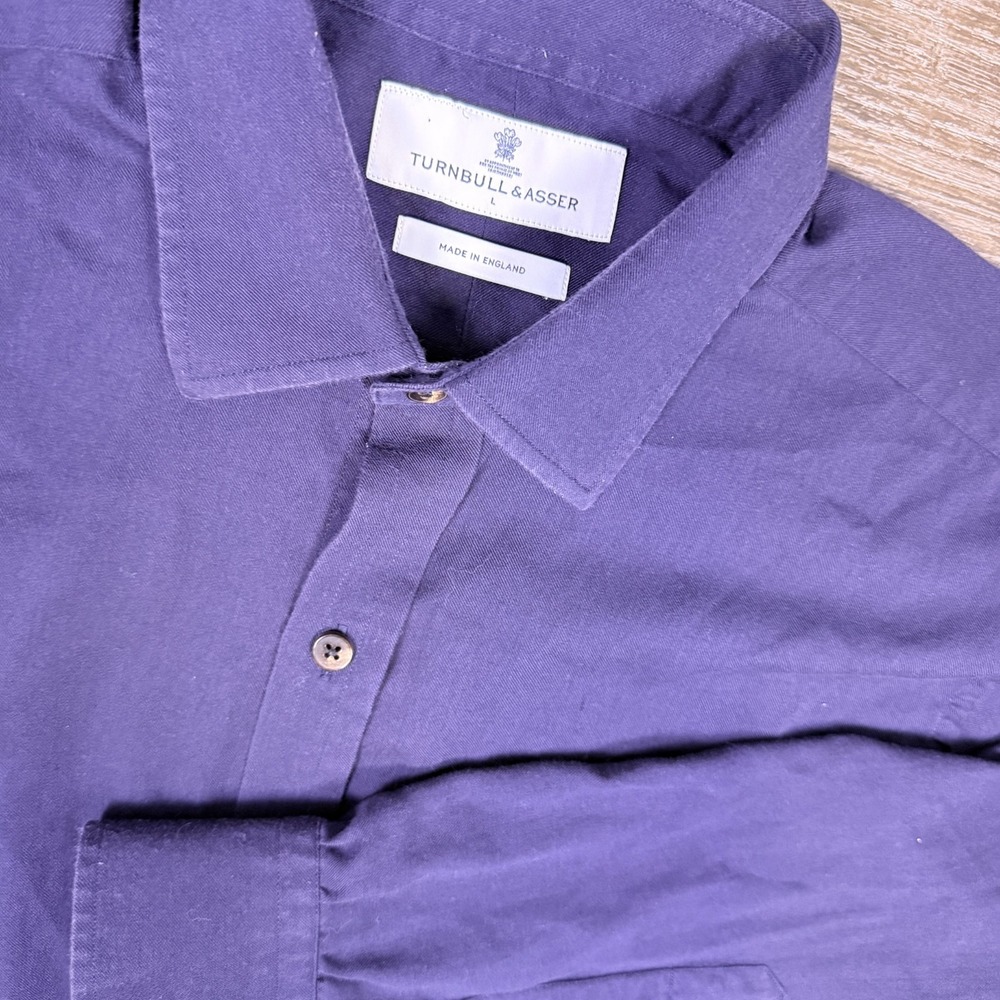 Turnbull & Asser Mens Button Up Shirt L Weekend Fit Wool Blend Quiet Luxury